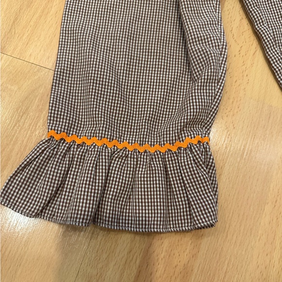 Black gingham pants with orange Rick rack detail and ruffle - Picture 2 of 6